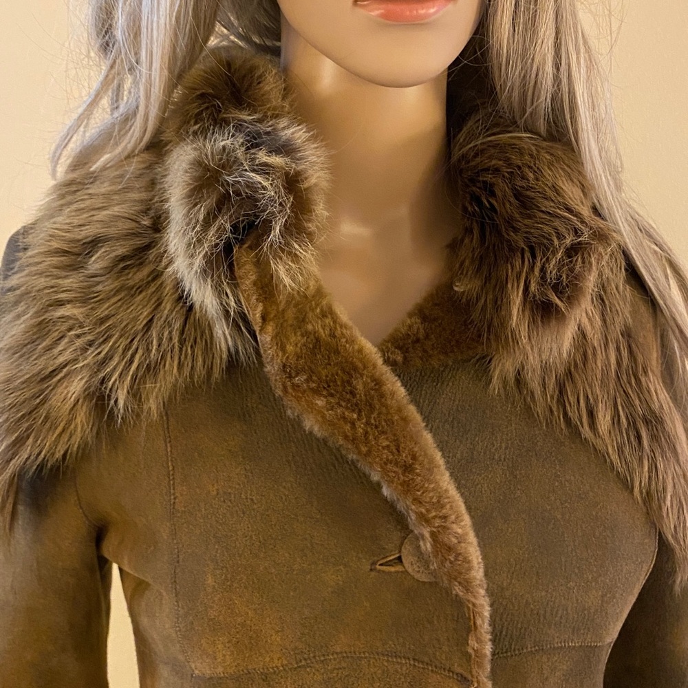 Brown shearling coat, no label, size XXS - Picture 2 of 5